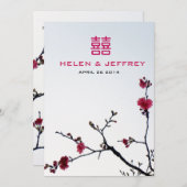 Invitation Bienvenue au Mariage du double bonheur Sakura du p (Devant / Derrière)