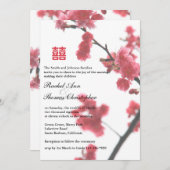 Invitation Bienvenue au Mariage du double bonheur Sakura du p (Devant / Derrière)