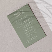 Invitation Bienvenue au Mariage Vert Sage Doux. Itinéraire de