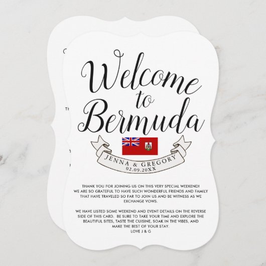 Invitation Bienvenue aux Bermudes | Cadeau de mariage de dest (Devant / Derrière)