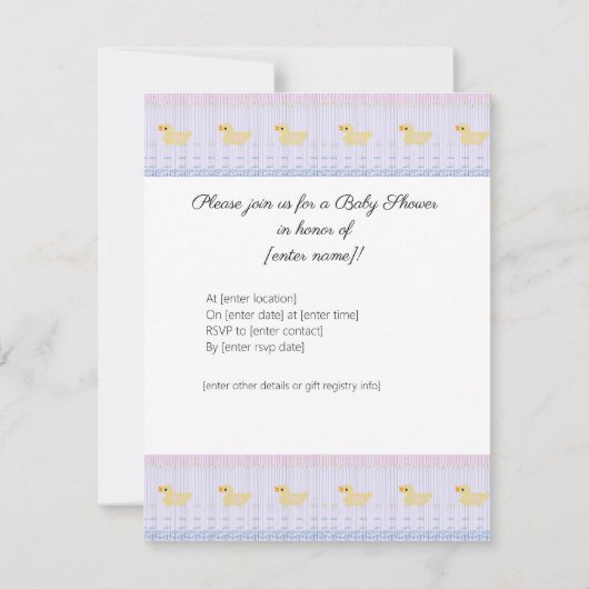 Invitation Bienvenue bébé (Dos)