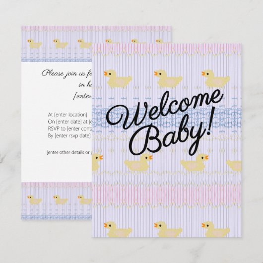 Invitation Bienvenue bébé (Devant / Derrière)