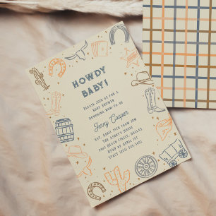 Invitation Bienvenue Bébé Fête Prénatale Western Cowboy