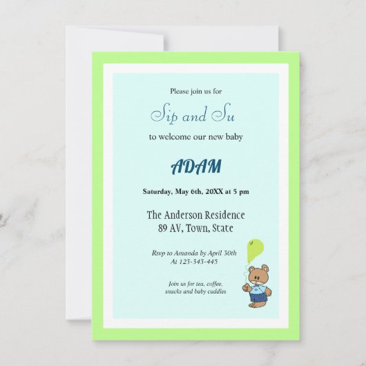 Invitation bienvenue bébé garçon (Devant)