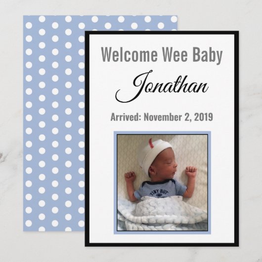 Invitation Bienvenue Bébé NAME Annonce de Naissance (Devant / Derrière)