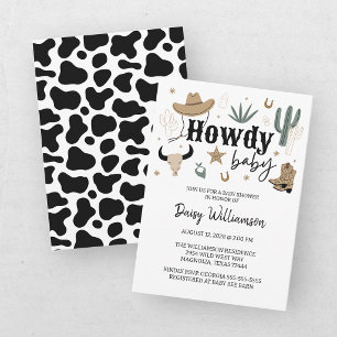 Invitation Bienvenue Bébé Vert Marron Fête de Naissance Cowbo