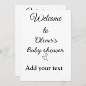 Invitation Bienvenue dans le baby shower ajouter un devis de (Devant / Derrière)