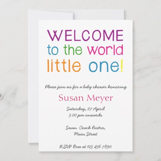 Invitation Bienvenue dans le monde petit un baby shower invit (Devant)