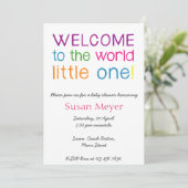 Invitation Bienvenue dans le monde petit un baby shower invit (Debout devant)