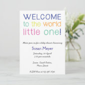 Invitation Bienvenue dans le monde petit un baby shower invit (Debout devant)