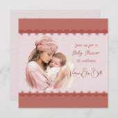 Invitation Bienvenue dans une douche bébé fille (Devant / Derrière)