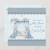 Invitation Bienvenue dans une douche bébé garçon (Devant / Derrière)