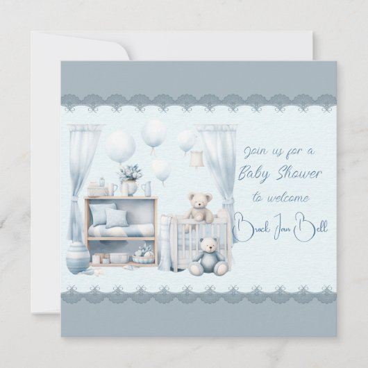 Invitation Bienvenue dans une douche bébé garçon (Devant)