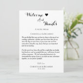 Invitation Bienvenue et merci Table des invités mariages Cart (Debout devant)