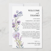 Invitation Bienvenue et merci table d'hôtes fleurie mariage C (Devant)