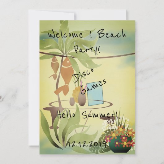 Invitation Bienvenue ! Fête de plage (Devant)