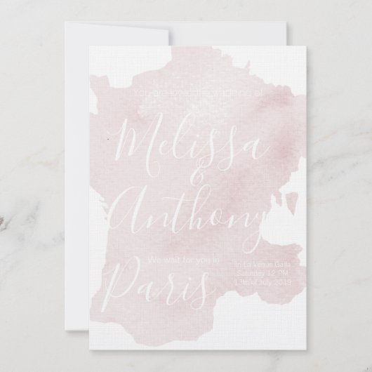 Invitation Bienvenue France Aquarelle Destination Mariage (Devant)