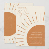 Invitation Bienvenue Mon Baby shower Sun Modern Boho_2 (Devant / Derrière)