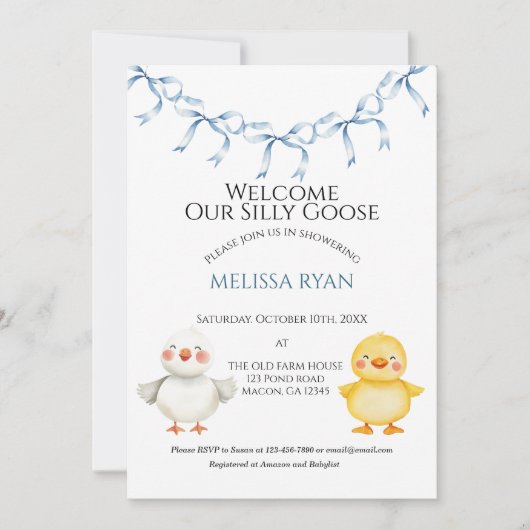 Invitation Bienvenue notre petite oie  (Devant)