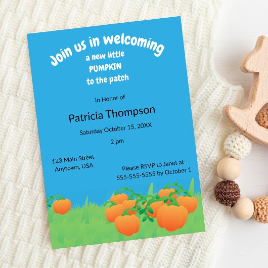Invitation Bienvenue Nouveau Citrouille au patch