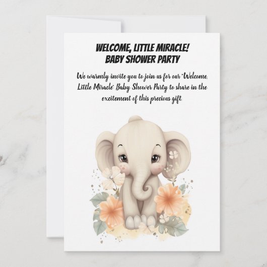 Invitation Bienvenue, Petit Miracle ! - BABY SHOWER (Devant)