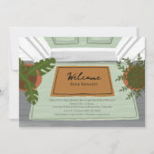 Invitation Bienvenue Porte de bébé Mat Vert Baby shower neutr (Devant)