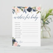 Invitation Bienvenue pour bébé Blush rose marine bleu floral (Debout devant)