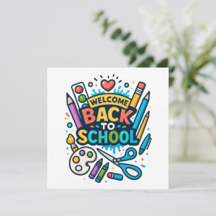 Invitation Bienvenue Retour à l'école Fun Art Design