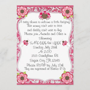Invitation Bienvenue Une Petite Lady Bug Baby shower Invitati