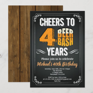Invitation Bière 40e anniversaire Chalkboard homme bar célébr