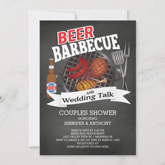 Invitation Bière Barbecue Mariage Talk Couples Douche (Devant)