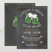 Invitation Bière Cheers Fête d'anniversaire Saint-Patrick (Devant / Derrière)