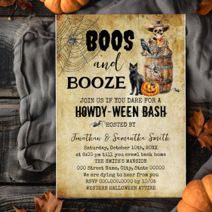 Invitation Bière crâne Howdyween Boos & Brews Halloween Party