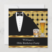 Invitation Bière de fête d'anniversaire Scotch Tuxedo Gold Bl (Devant)
