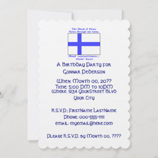 Invitation Bière de sang finlandaise fête d'anniversaire