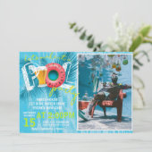 Invitation Bière d'été Piscine Photo Anniversaire (Debout devant)