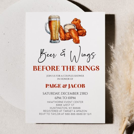 Invitation Bière et ailes avant anneaux Mariage Couples Douch