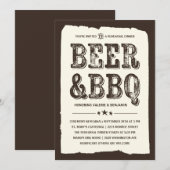 Invitation Bière et barbecue | Dîner de répétition rustique (Devant / Derrière)