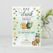 Invitation Bière et brasserie St. Patricks Day Green Leprecha (Debout devant)