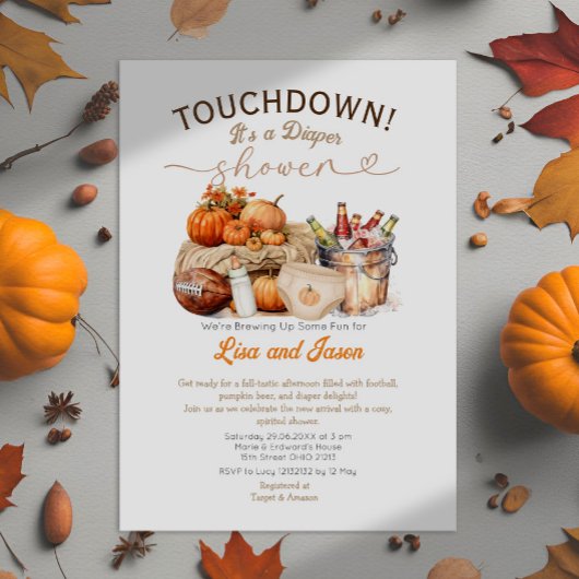 Invitation Bière et Citrouille de football Chute Douche à cou