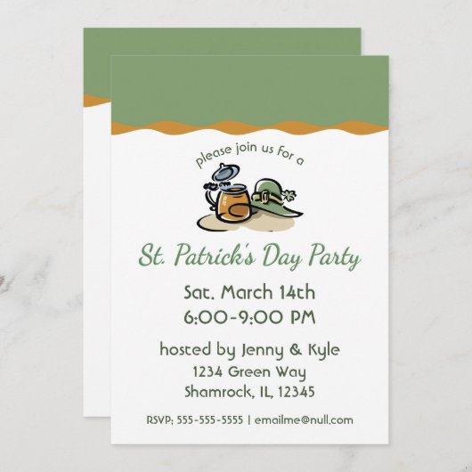 Invitation Bière et Leprechaun (Devant / Derrière)
