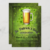Invitation Bière et Shamrocks de la Saint Patrick sur Grunge (Devant / Derrière)