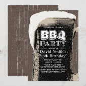 Invitation Bière géante rustique & BBQ 50e fête d'anniversair (Devant / Derrière)