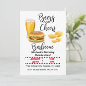 Invitation Bière Moderne Et Félicite Barbecue Anniversaire (Debout devant)