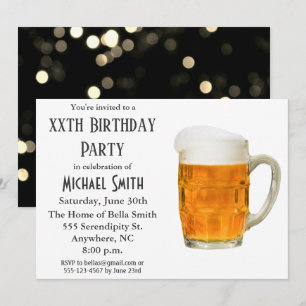 Invitation Bière moderne fête d'anniversaire