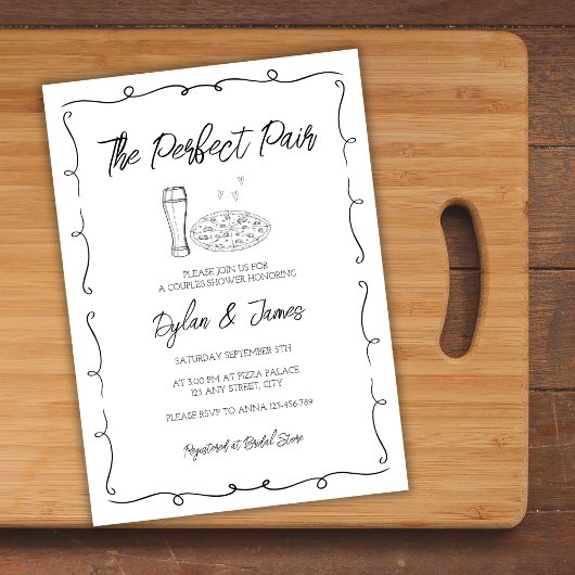 Invitation Bière & Pizza Couples Perfect Paire Creusés À La M