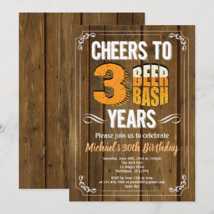 Invitation Bière rustique 30e anniversaire soif trente bois