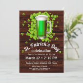 Invitation Bière verte et Shamrocks de la Saint-Patrick sur b (Debout devant)