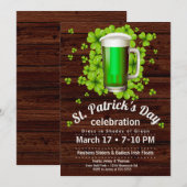 Invitation Bière verte et Shamrocks de la Saint-Patrick sur b (Devant / Derrière)