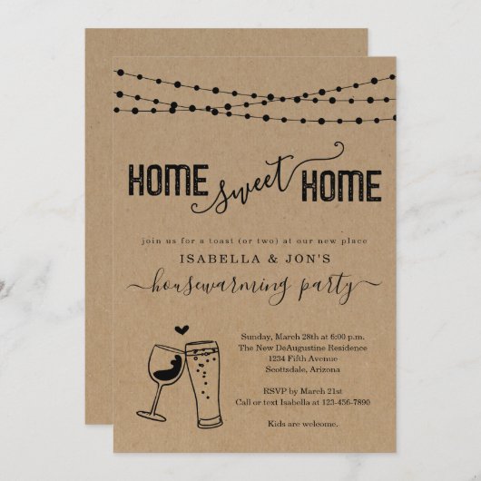 Invitation Bière & Vin Accueil Sweet Home Funny Ménage (Devant / Derrière)